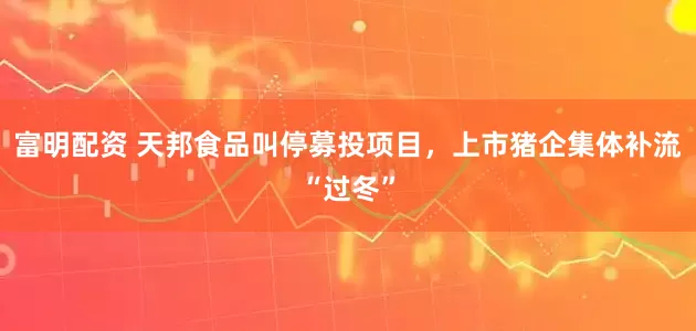 富明配资 天邦食品叫停募投项目,上市猪企集体补流“过冬”